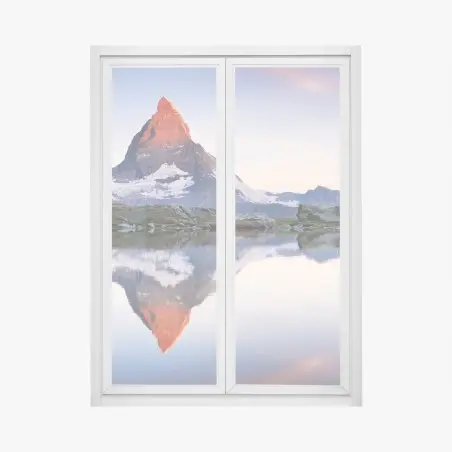 Window decal Matterhorn sunrise reflection over alpine lake • Wallissimo®