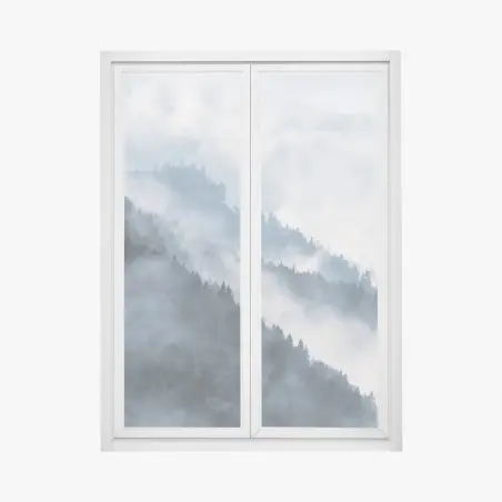 Window decal mist-covered mountain ridges • Wallissimo®