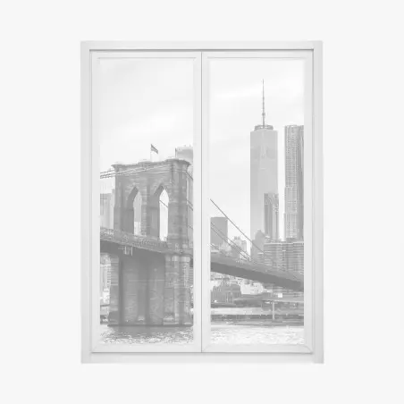 Window decal Brooklyn Bridge and New York skyline in grayscale • Wallissimo®