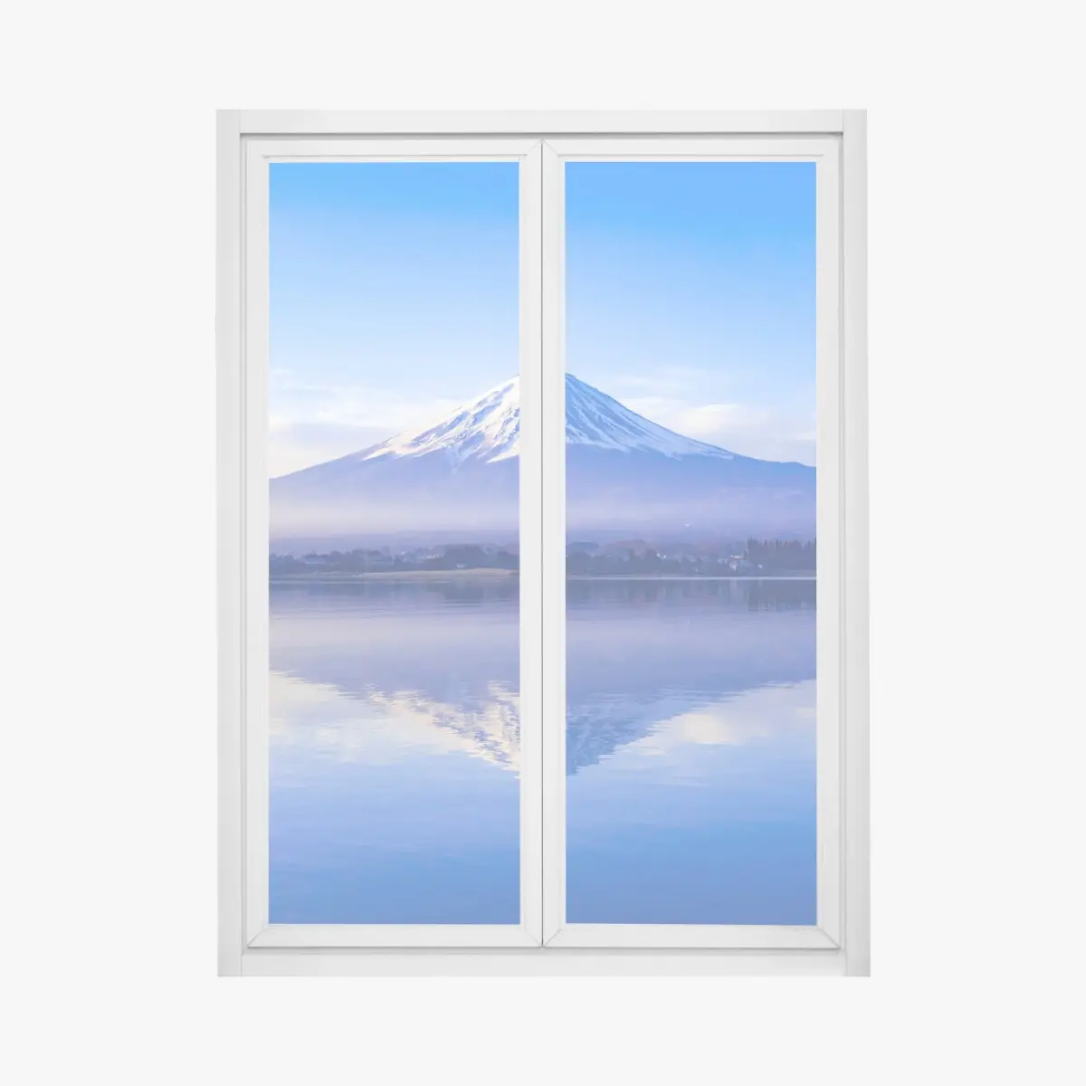 Window decal Mount Fuji morning reflection over calm lake • Wallissimo® Window decal Mount Fuji morning reflection over calm lake • Wallissimo®
