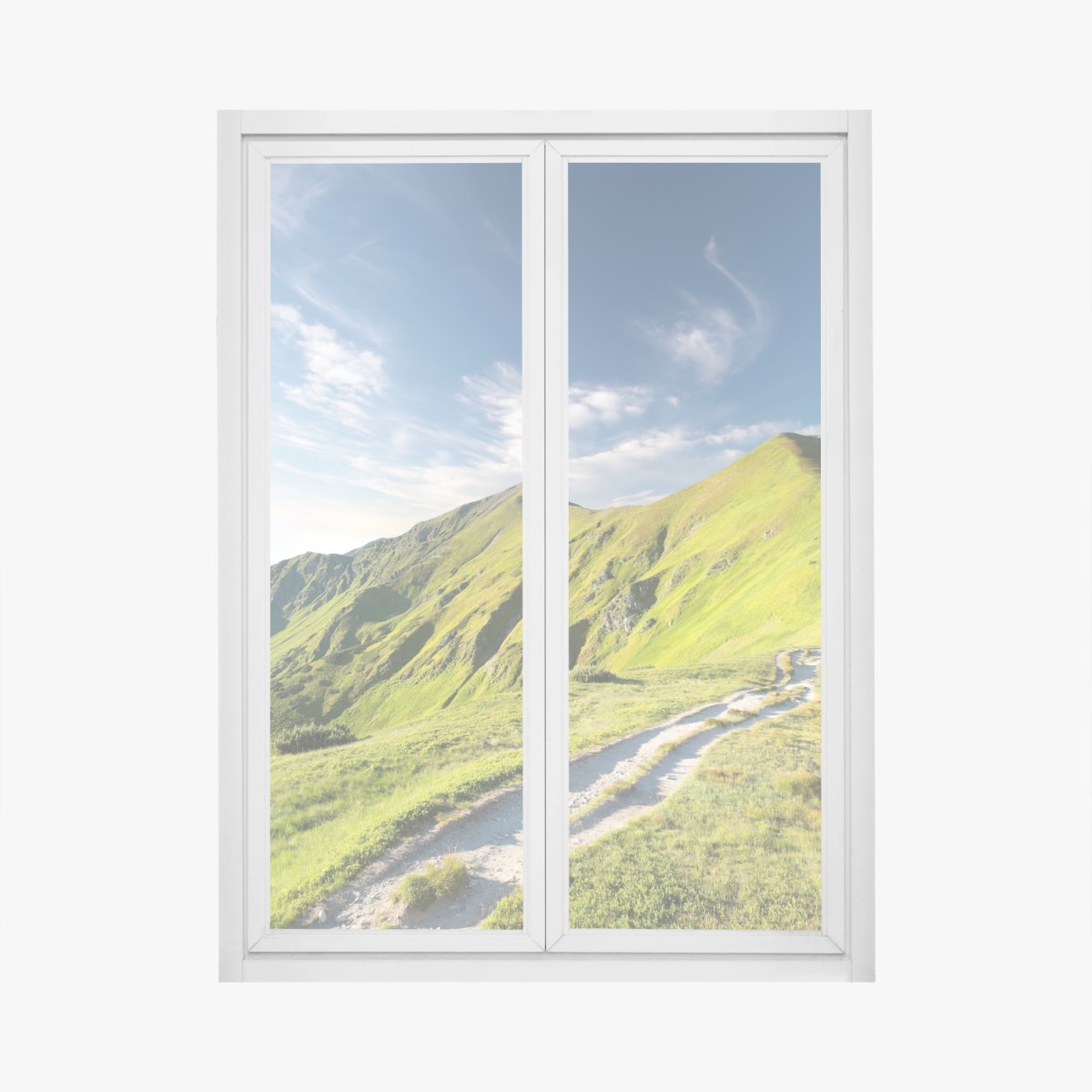 Window decal sunlit mountain ridge trail • Wallissimo®