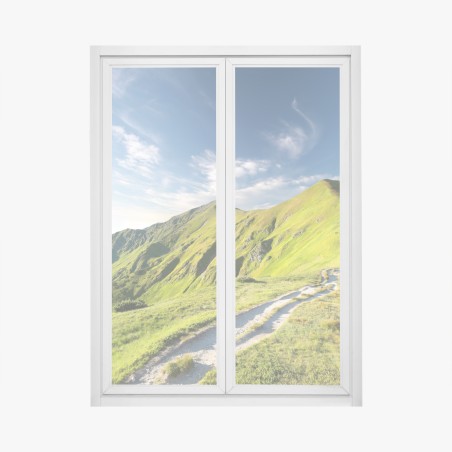 Window decal sunlit mountain ridge trail • Wallissimo®