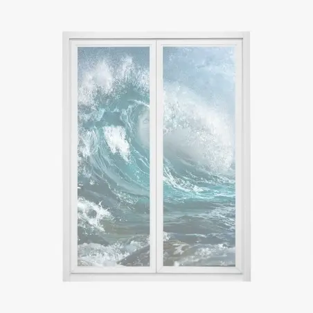 Window decal turquoise ocean wave in motion • Wallissimo®