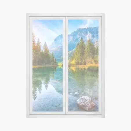 Window decal Hintersee autumn lake reflection at sunset • Wallissimo®