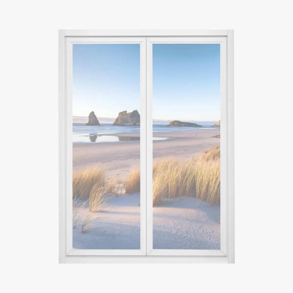 Window decal Wharariki Beach coastal sunrise • Wallissimo® Window decal Wharariki Beach coastal sunrise • Wallissimo®