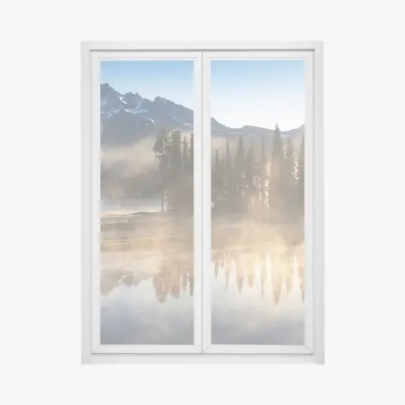 Window decal misty mountain sunrise reflection • Wallissimo®