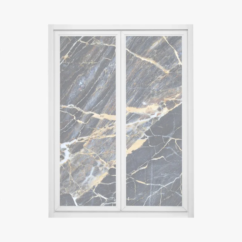 Window decal dark marble with gold and cream veins
