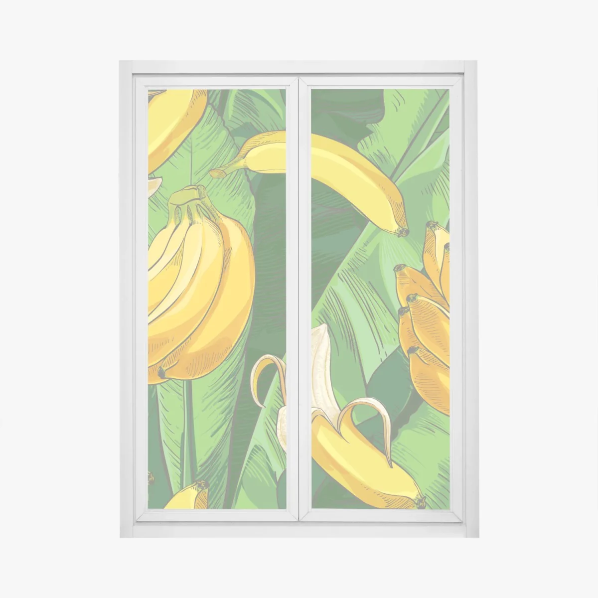 Window decal tropical banana pattern with banana leaves • Wallissimo® Window decal tropical banana pattern with banana leaves • Wallissimo®