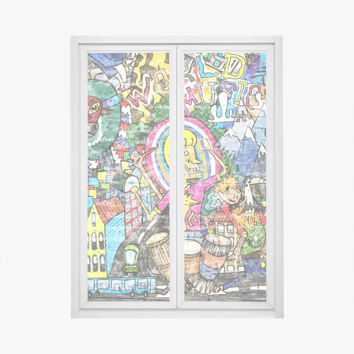 Window decal colorful urban graffiti mural • Wallissimo® Window decal colorful urban graffiti mural • Wallissimo®