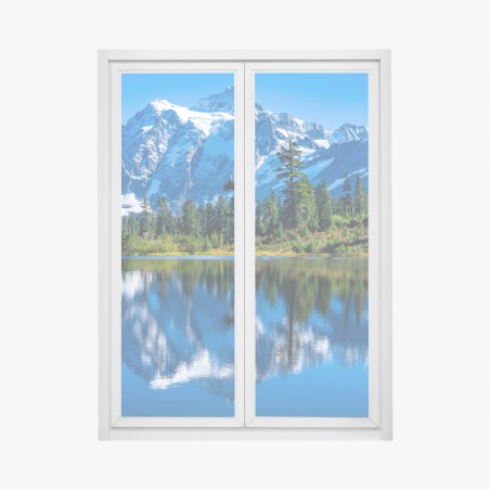 Window decal majestic mountain reflection over alpine lake • Wallissimo®
