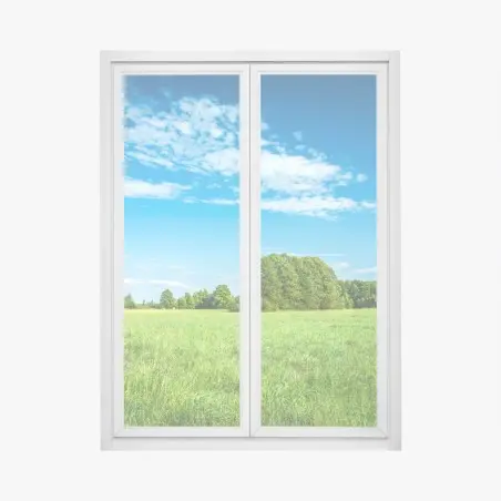 Window decal sunlit green meadow under a blue sky • Wallissimo®