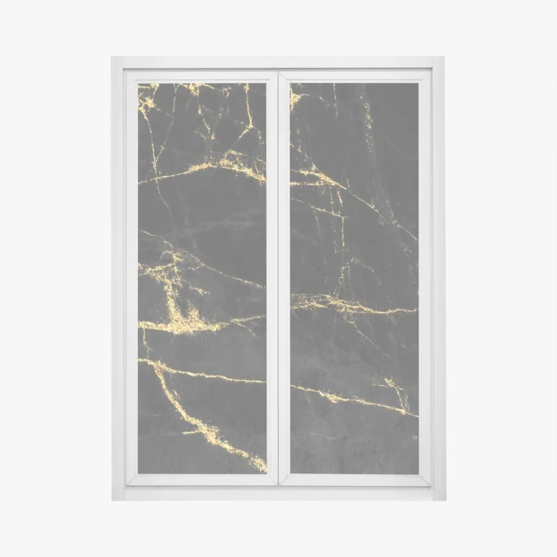 Window decal luxury black marble with gold veins