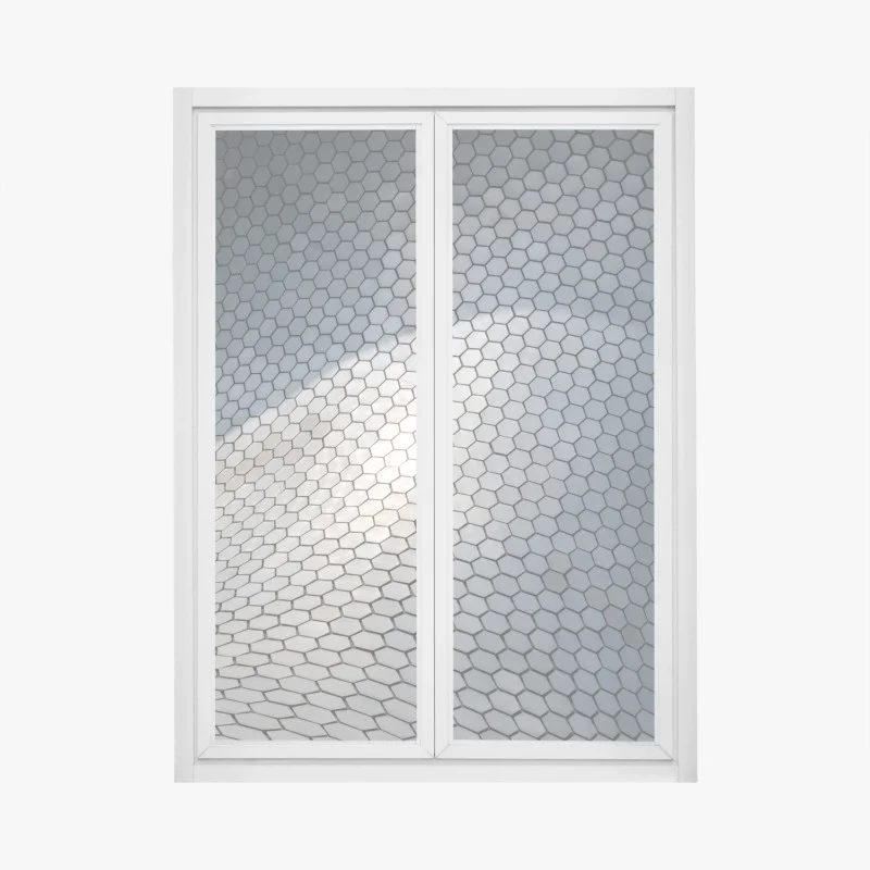 Window decal metallic hexagon geometric facade