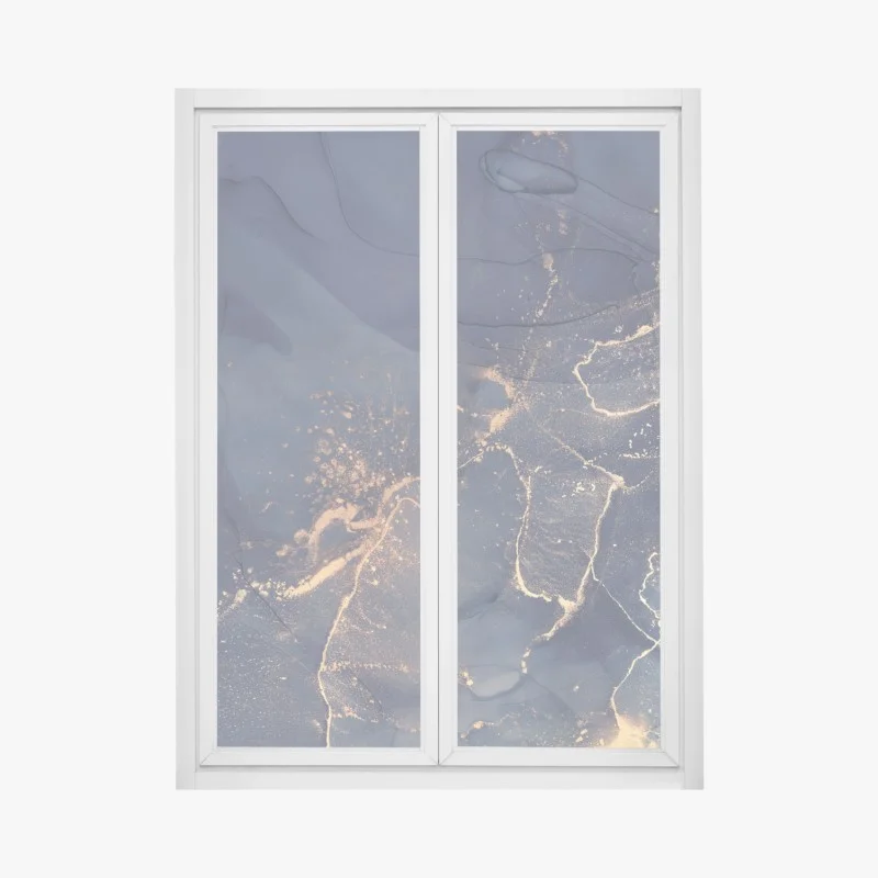 Window decal navy marble abstract with gold veins