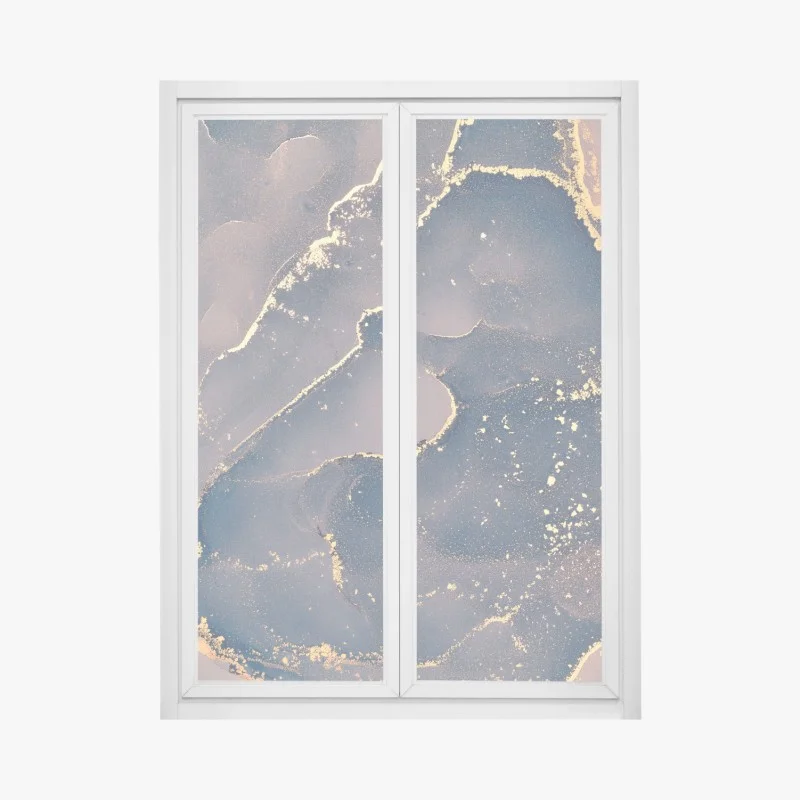 Window decal navy and gold marble abstract