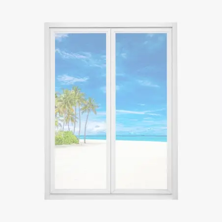 Window decal tropical beach with palm trees • Wallissimo®