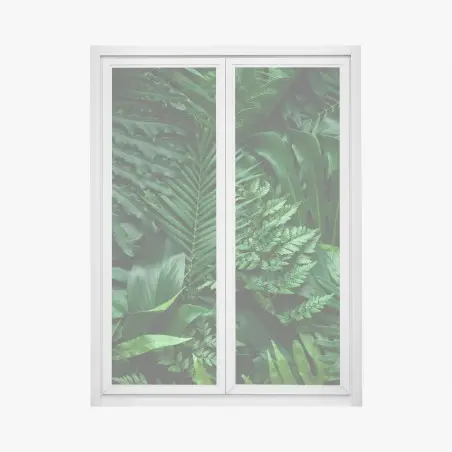 Window decal lush tropical jungle leaves • Wallissimo®
