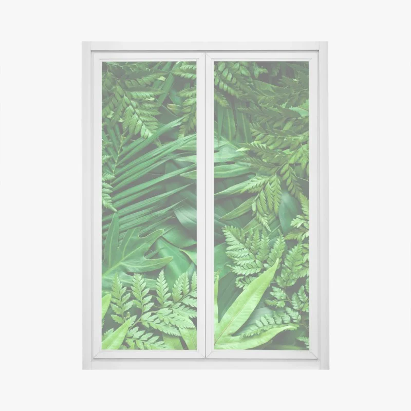 Window decal lush green foliage pattern