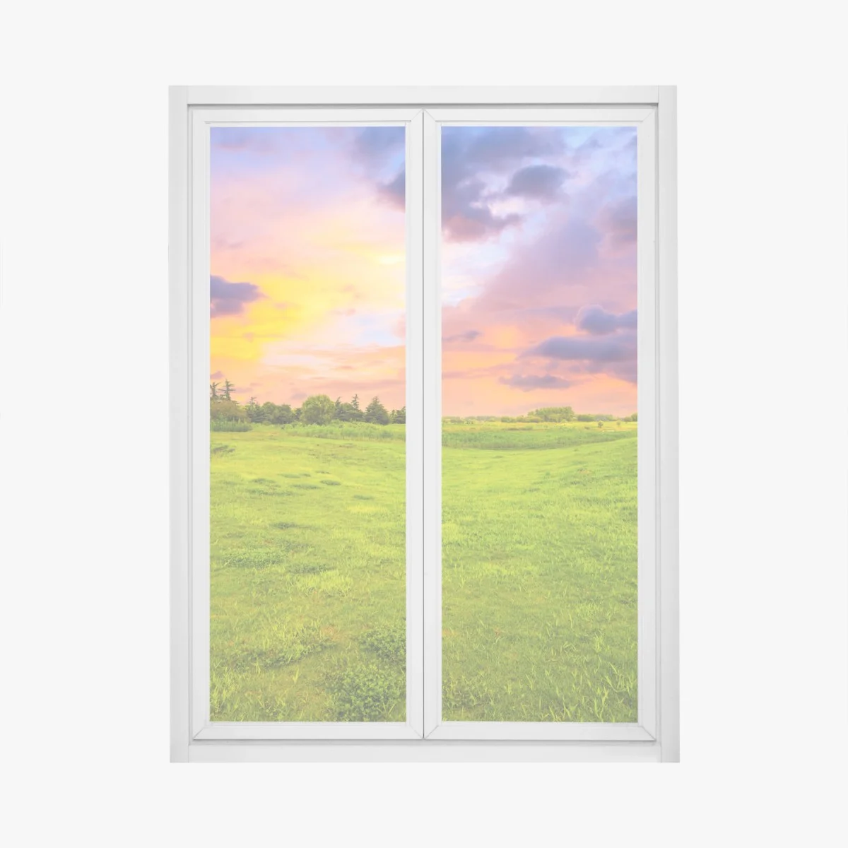 Window decal sunset over green meadow ⁕ Wallissimo® Window decal sunset over green meadow ⁕ Wallissimo®