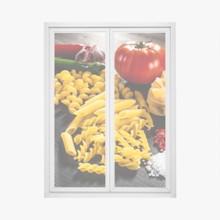 Window decal assorted dry pasta and fresh ingredients • Wallissimo®