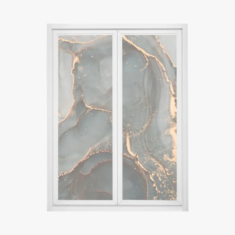 Window decal luxury turquoise abstract with gold veins