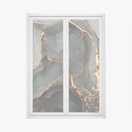 Window decal luxury turquoise abstract with gold veins • Wallissimo®