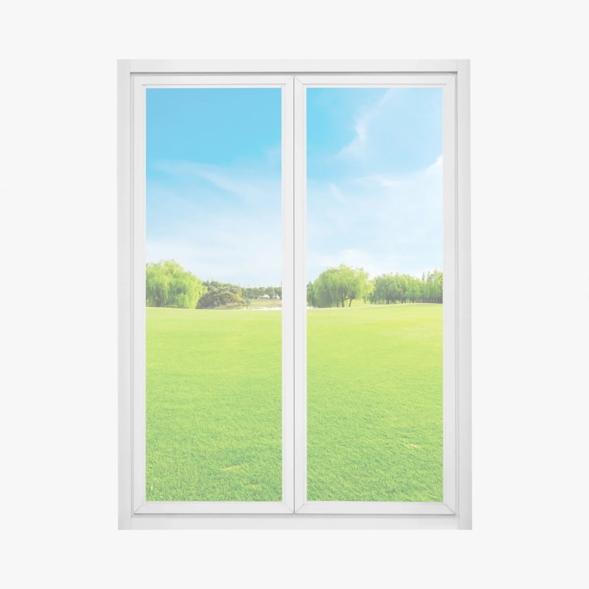 Window decal serene green meadow under a blue sky • Wallissimo® Window decal serene green meadow under a blue sky • Wallissimo®