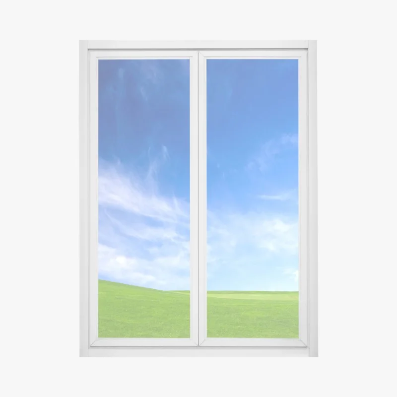 Window decal sunlit green meadow under blue sky