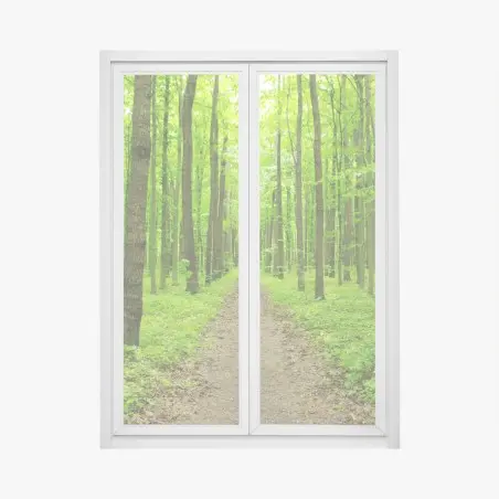 Window decal serene green forest path • Wallissimo®