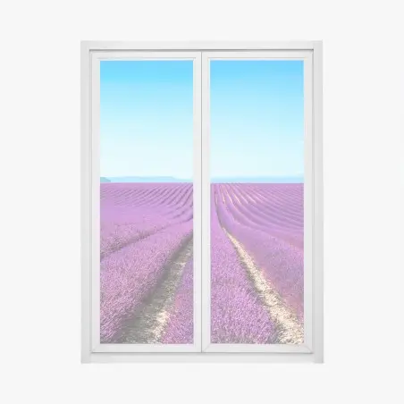 Window decal lavender fields under blue sky • Wallissimo®