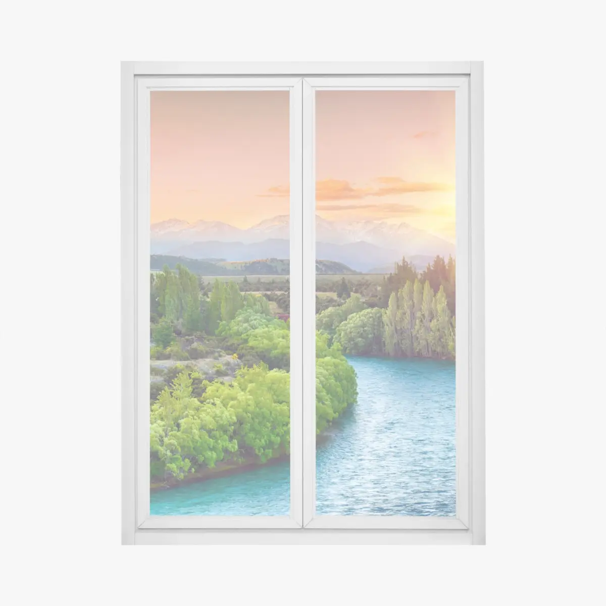 Window decal sunset over the Clutha River and Southern Alps • Wallissimo® Window decal sunset over the Clutha River and Southern Alps • Wallissimo®