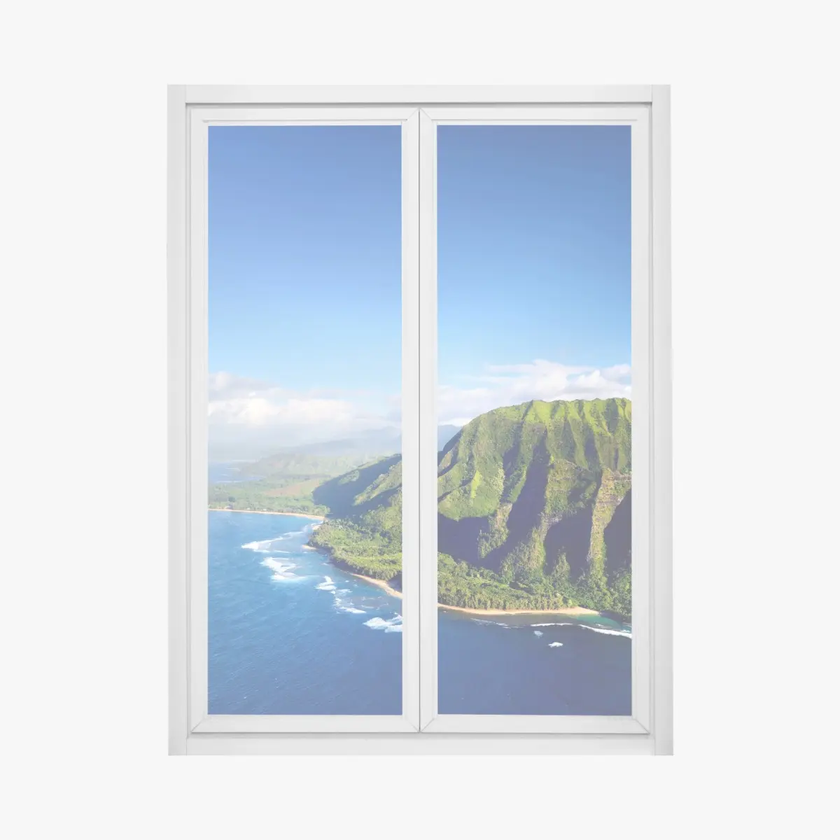 Window decal majestic coastal cliffs over turquoise ocean • Wallissimo® Window decal majestic coastal cliffs over turquoise ocean • Wallissimo®