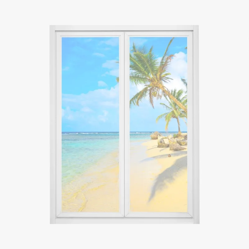 Window decal tropical turquoise beach paradise
