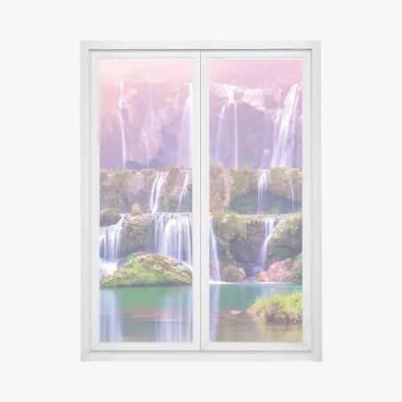 Window decal serene cascade at Jiulong waterfall, Luoping • Wallissimo®