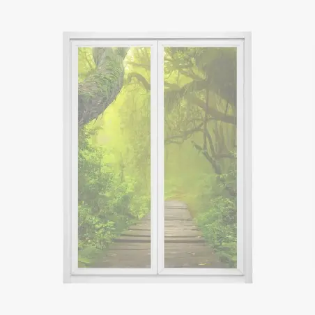 Window decal mystical green forest path • Wallissimo®