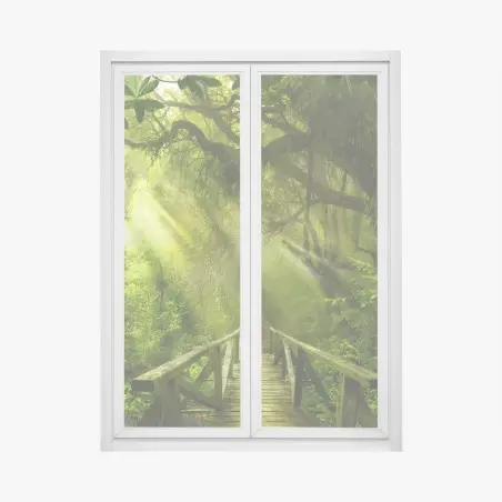 Window decal sunlit forest pathway • Wallissimo®