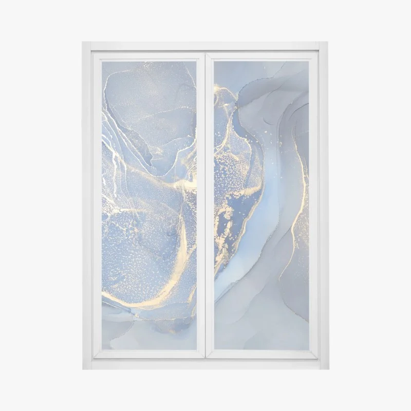 Window decal ocean blue marble with gold veins