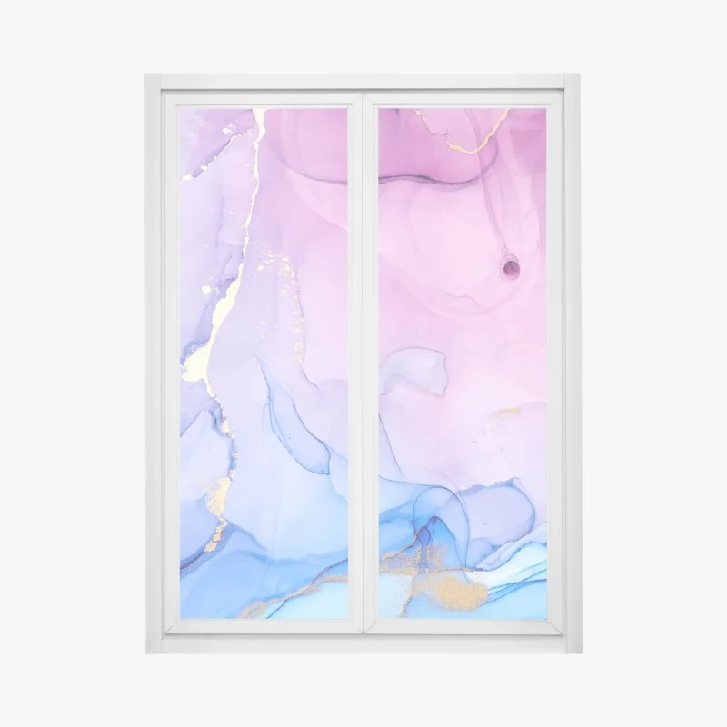 Window decal pink and blue marble fluid abstract