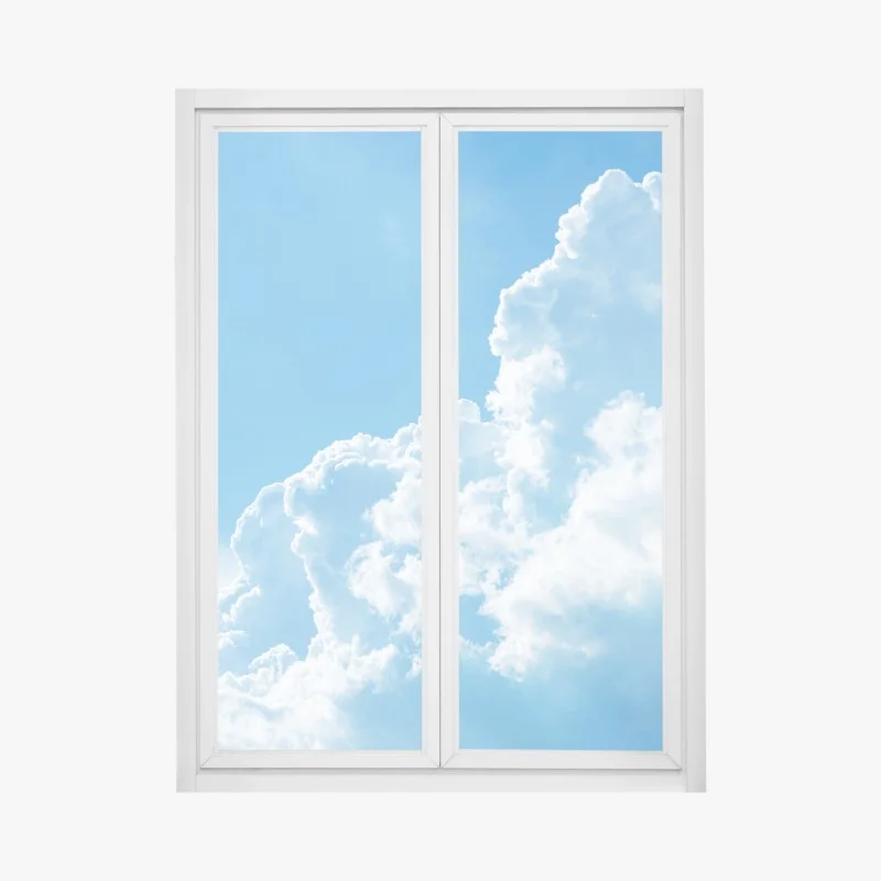 Window decal soft blue sky with fluffy clouds