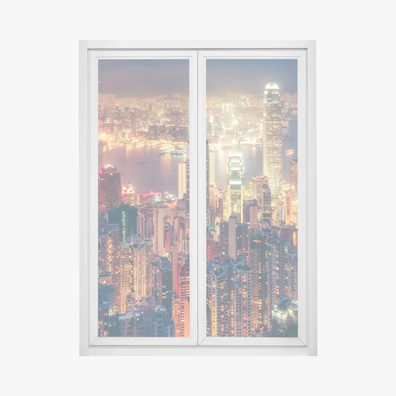 Window decal Hong Kong skyline at night from Victoria Peak