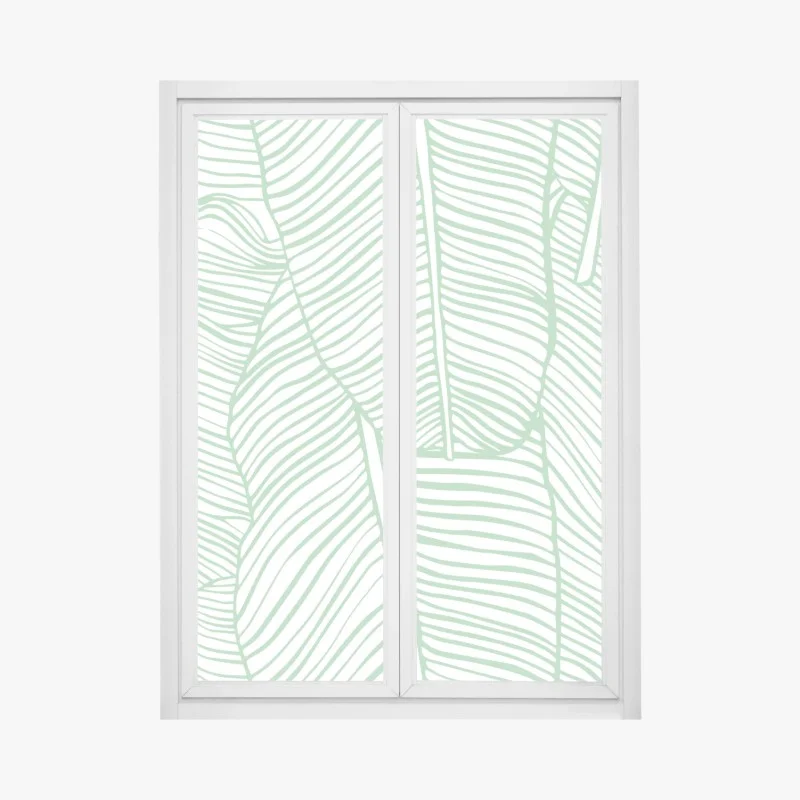 Window decal mint banana leaf pattern