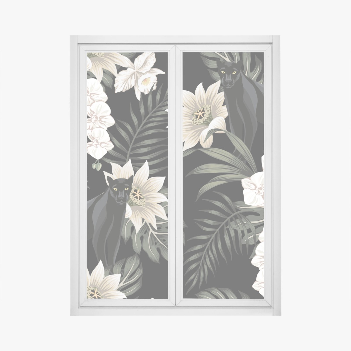 Window decal nocturnal panther botanical print • Wallissimo® Window decal nocturnal panther botanical print • Wallissimo®
