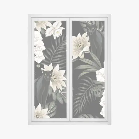 Window decal nocturnal panther botanical print • Wallissimo®