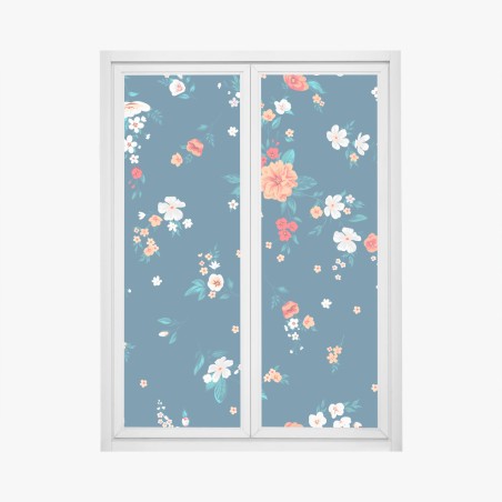 Window decal delicate scattered floral pattern on deep teal • Wallissimo®