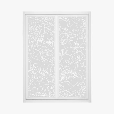 Window decal subtle gray floral line art • Wallissimo®