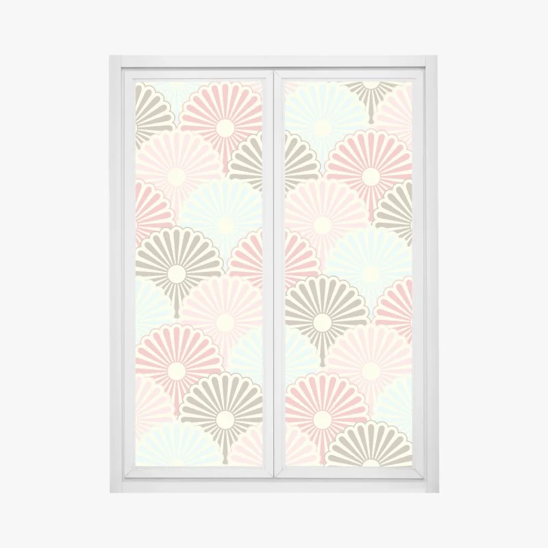 Window decal pastel scallop fan pattern