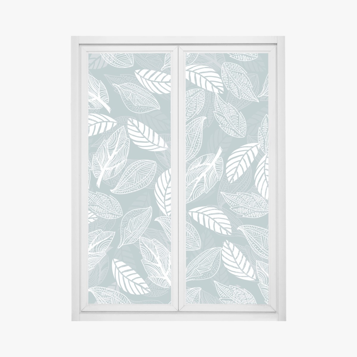 Window decal hand-drawn leaf pattern on teal background • Wallissimo® Window decal hand-drawn leaf pattern on teal background • Wallissimo®