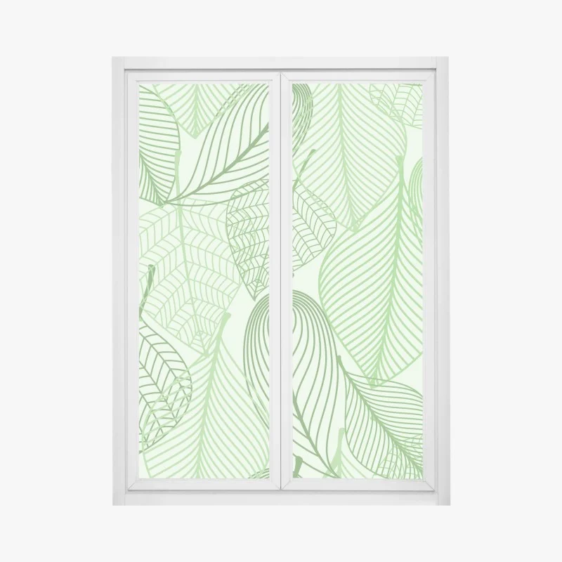 Window decal green botanical leaf pattern