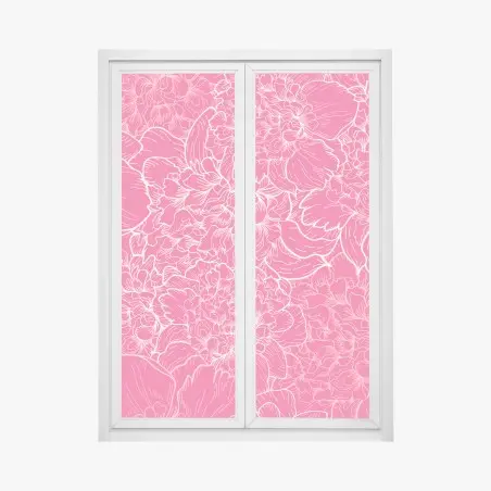 Window decal vibrant pink peony floral pattern • Wallissimo®
