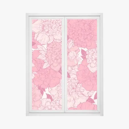 Window decal pink peony floral pattern • Wallissimo®